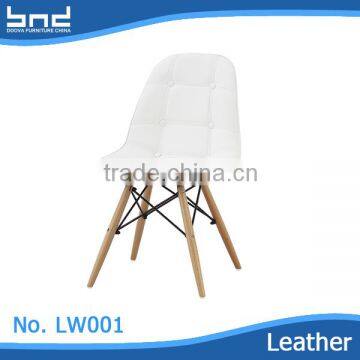 Wholesale dining chair leather PVC with wood legs