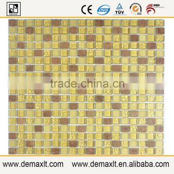 X3 sunflower golden crystal glass mix marble mosaic tile for bar wall