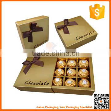 food grade rigid empty chocolate boxes packaging with paper tray