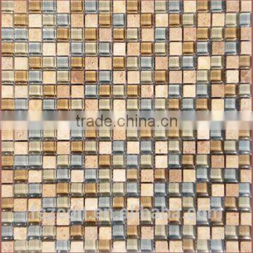 Hot Sale Small Square Stone and Glass Mosaic Tile