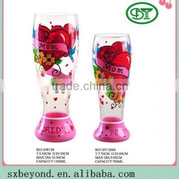 hot selling hand painted glass beer glass for mother