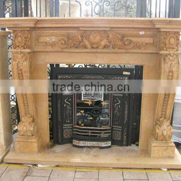 Carving Yellow Stone Fireplace