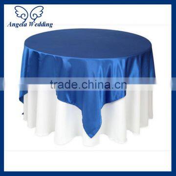 TL014B Wholesale Cheap discount elegant polyester plain satin blue wedding table overlay