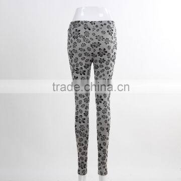 F5W31069 Women Flower Print Two Front Zippers Leggings photo-3