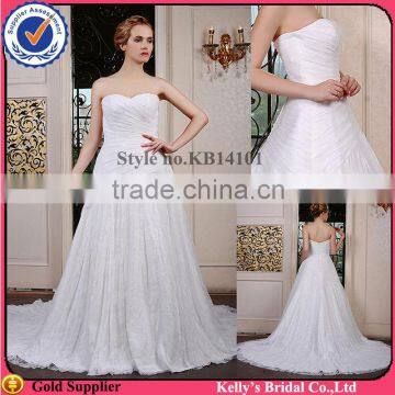 2015 Hot sale Pleated bodice &Appliqued lace skirt strapless silver bridesmaid dresses