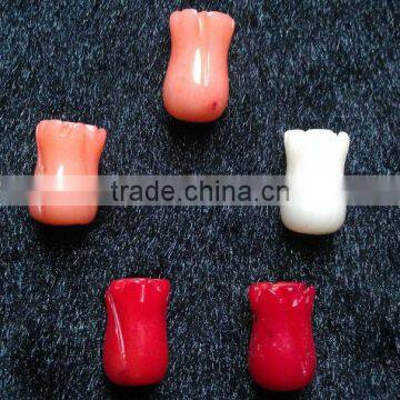 6*10mm natural lotus flower shape red/pink/white coral beads for wholesale
