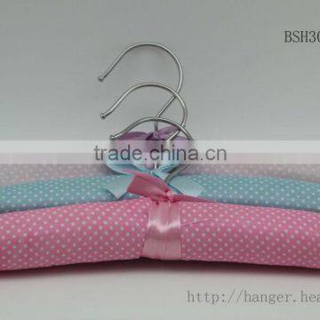 HEAD 25CM gingam kids clothes hanger 2ps set 5ps set padded hanger for wholesale