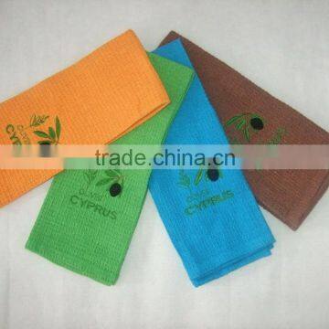 Tea Towel Kitchen Towel Solid Color Waffle Towel With Olive Design Embroidery photo-2