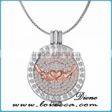 hot sale interchangable my coin holder crystal disc pendants necklace