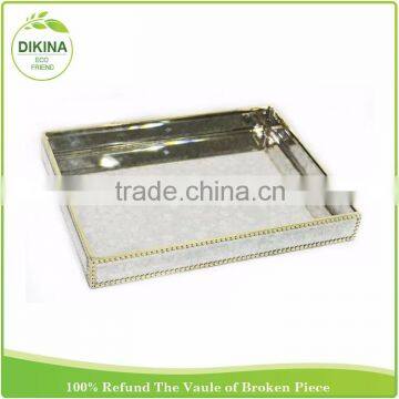 Monogrammed Ring Dish Hexagon Silver Gold White Gift Jewelry Display Organiser Stained Geometric Brass Glass Metal Food Tray photo-5