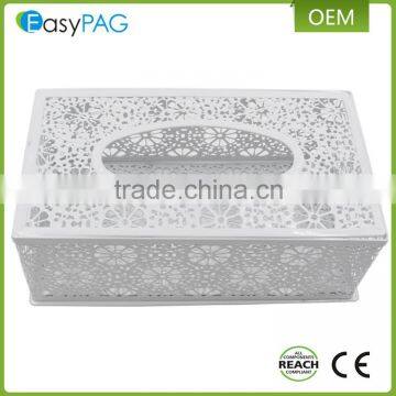Custom Fancy Design Iron Metal Embossing Decorate Car Facial Tissue Box