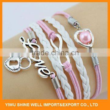 TOP SALE unique design double leather bracelet from manufacturer