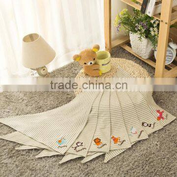 100% Cotton Baby Bibs, Scarfs and Burp With Exquisite Embroidery Stripe Green