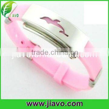 Best selling silicon bracelet with stainless steel for healthcare