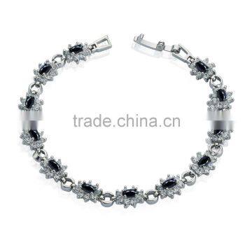 7.0*8.0mm Black cubic zircon tennis bracelets white gold plated wedding jewelry