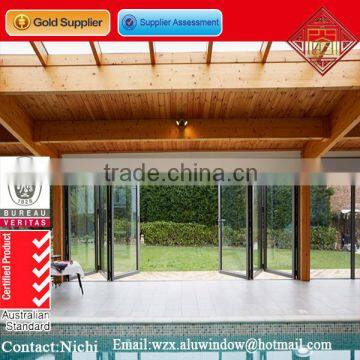 China gold supplier swimming pool exterior glass accordion folding door price