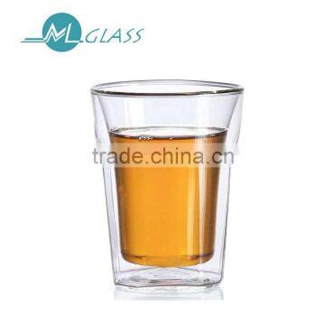 wholesale double wall glass cup300ml handmade high borosilicate glassware N6088