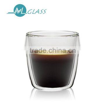 Wholesale 80ml unbreakable high borosilicate glassware double wall glass coffee cup