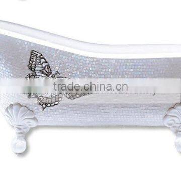 MB PBT-SL-IR01 premium interior decor handmade bathroom mosaic art iridescent glass mosaic bathtub