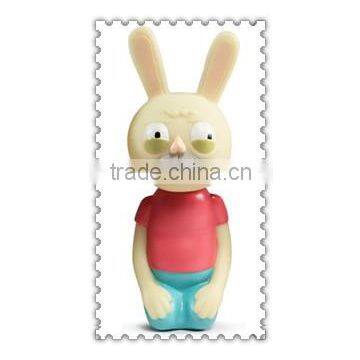 japanese cartoon sitting scared rabbit vinyl toys/OEM animal figure soft PVC vinyl toys decor/wholesale cute vinyl toys factory