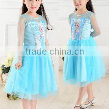 2014 Hot Selling Children's Cloting New Style Girls Frozen Dress Elsa Anna beautiful Dress Fashion princess Dress