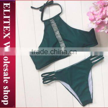 2017 Newest green halter print latest design sexy women bikini swimwear CK382