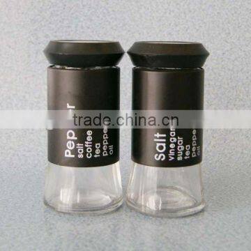 wholesale glass spice jar pepper salt bottle with metal coating black