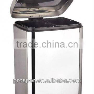 Rectangular steel foot pedal waste bin