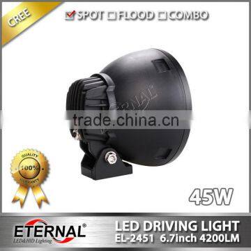 45W 6.7" Vision Cannon Jeep SUV Offroad Black Red Chrome Narrow LED Spot Driving Light photo-6