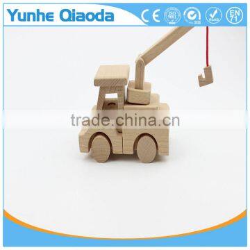 Wood 3D Vehicle Puzzles mini crane car 3D Woodcraft Kit Assemble Paint DIY 3D Puzzle Toys for Kids Adults the Best Birthday Gift