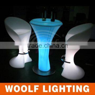 PE Plastic rechargeable LED round cocktail table led furnitur