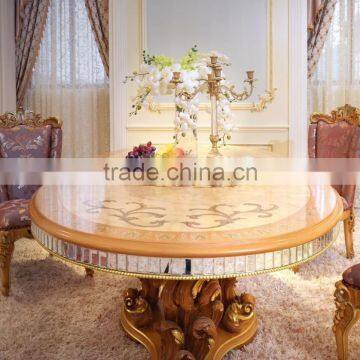 European Dining Room Furniture French Classical New Design Elegant Palace Floral Vivid Wooden Carving Dining Room Table Set photo-2