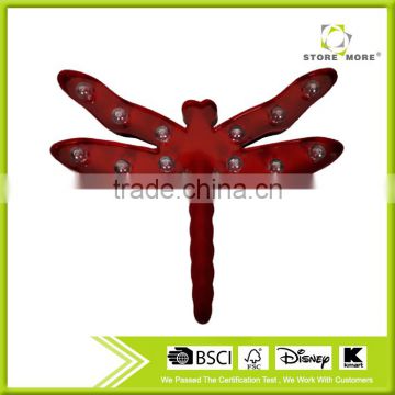 Store More Carnival Home Deco Red Dragonfly Metal Wall Art LED Light