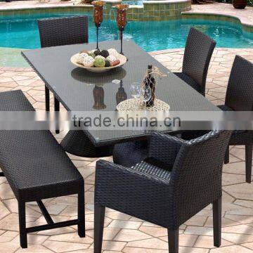 2017 Trade Assurance most popular outdoor simple design alum frame pe brown rattan dining table set furniture