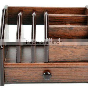 High Quality With Drawer Multi-Function Wood Pen Holder photo-2