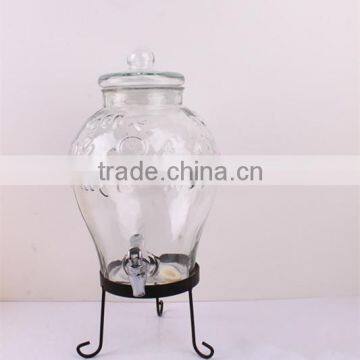 Colored Glass Beverage Jar With Pump photo-3