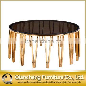 New Design Smoked Glass Top Stainless Steel Tea Table for Dining Room Use photo-2