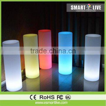 color change led cylinder light stools/light up bar table/led cylinder light bar table