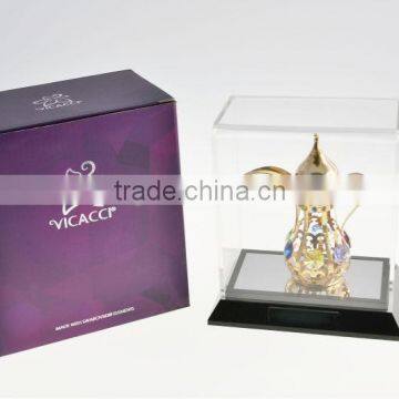 Gold Plated Decorative Mid-east Kettle With Acrylic Box for Home Decoration photo-4