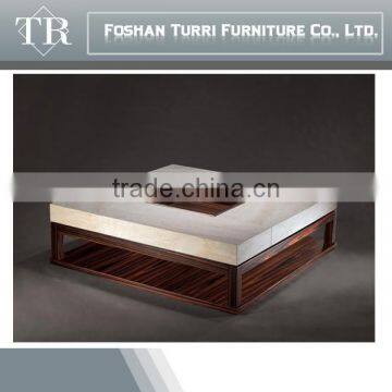 Antique MDF With Wooden Veneer Square Travertine Coffee Table photo-5