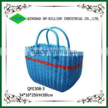 Hand Woven pp Tube Plastic Shopping Hand Basket photo-4