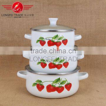 china popular design 3pcs enamel cookware set/enamel casserole wholesale