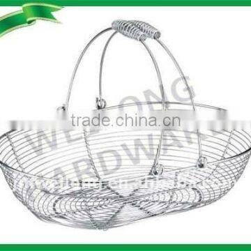 metal storage basket for fruit with iron handle