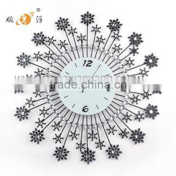 Home decoration metal wall digital clock snow flower