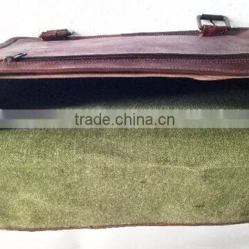 High Quality Classic Design Handmade Vintage Genuine Goat Leather Laptop Bag photo-3