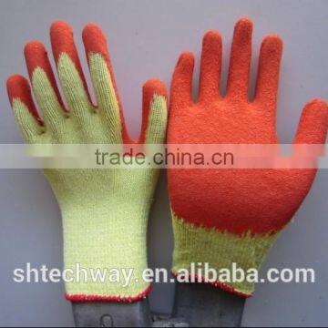 Orange Latex Coated Yellow Cotton Gloves photo-2
