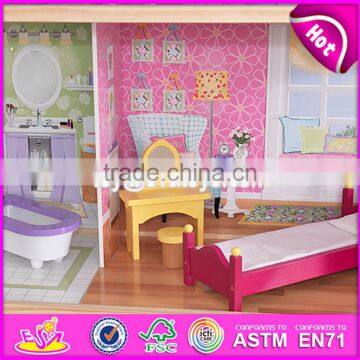 New Design Luxurious and Attractive 34 Furniture Pieces Girls Wooden Doll House Toys W06A217 photo-4