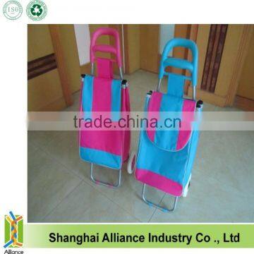 colorful fashion nylon foldable trolley shopping bag with wheels