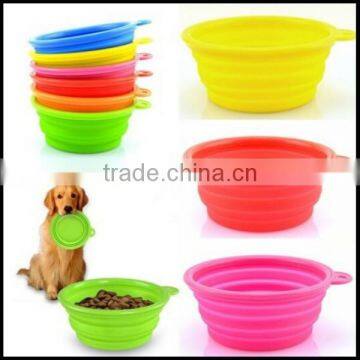 Cute Foldable Dog Cat Pet Silicone Travel Feeding plastic Bowl Water Dish Feeder,custom plastic pet bowls manufacturer