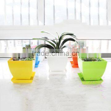 Square Plastic Light Color Flower Pot photo-2